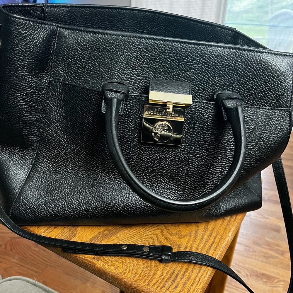 Versace Collection black leather tote